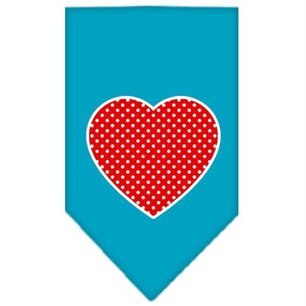 Unconditional Love Red Swiss Dot Heart Screen Print Bandana Turquoise Small UN916243